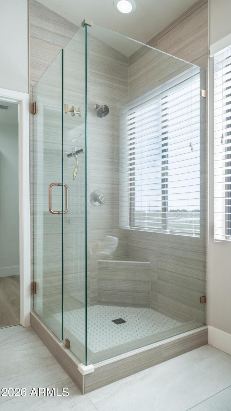 Custom Tiled Shower with Framelss Glass