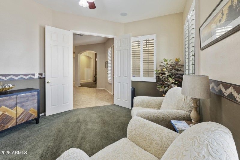 Double door entry to the den