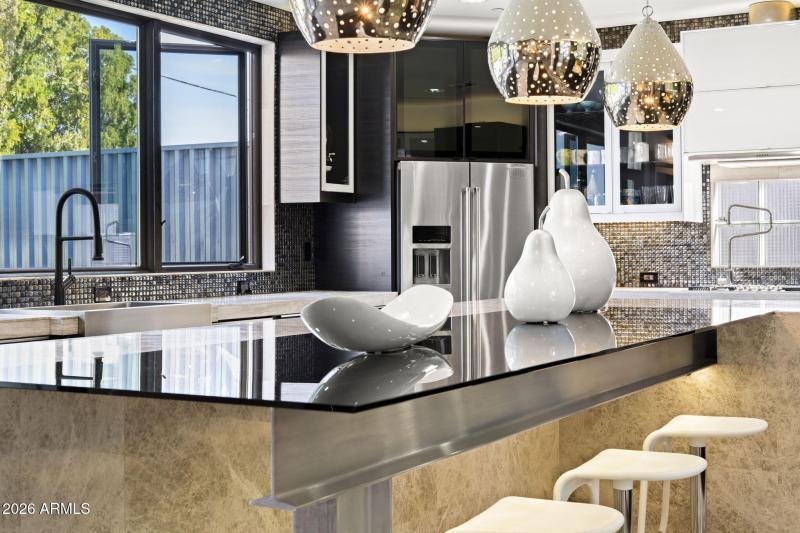 Glass Lighted Marble Island