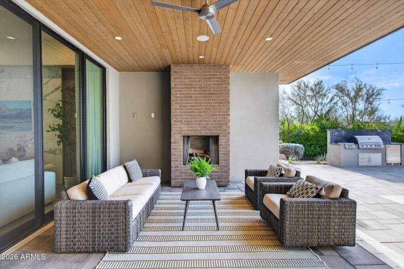 Large Covered Patio with Gas Fireplace