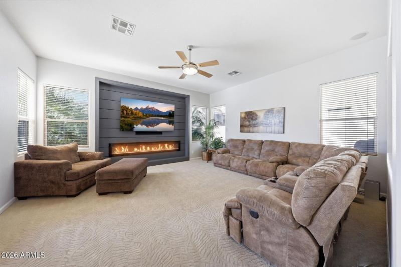 Huge Family Room with custom media niche