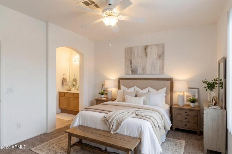 Primary Bedroom - staged