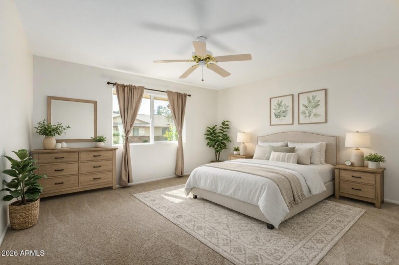 Primary bedroom virtually staged