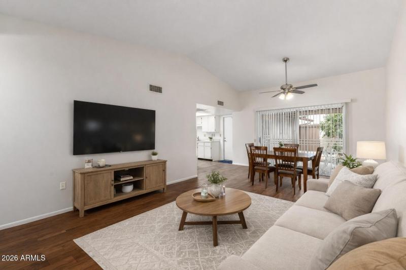Main living area virtually staged