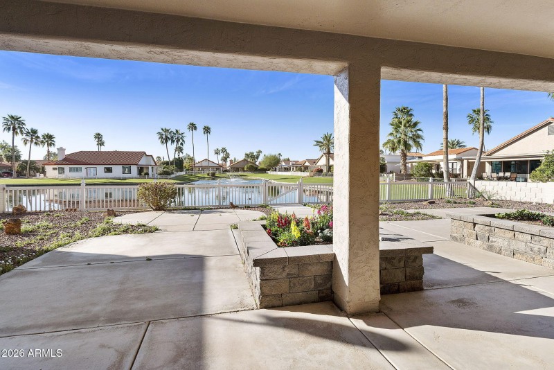 Covered patio view to lake