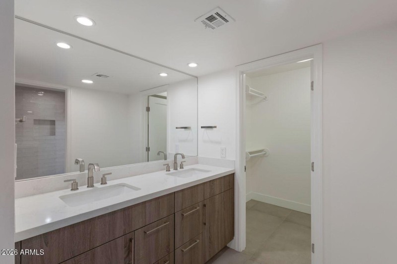 Primary bath dual vanities.