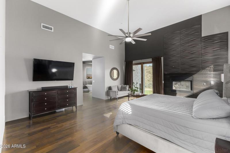 ECLECTRIC FIREPLACE AND PATIO ACCESS