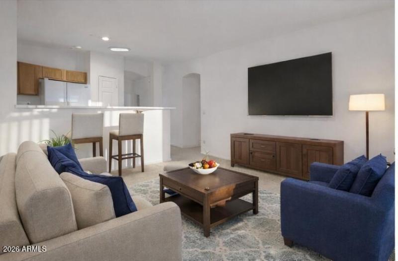 Virtually staged family room