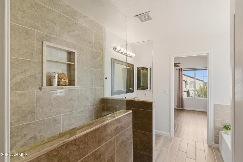 Spa shower with bench