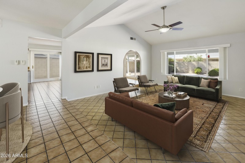 Living room virtually staged