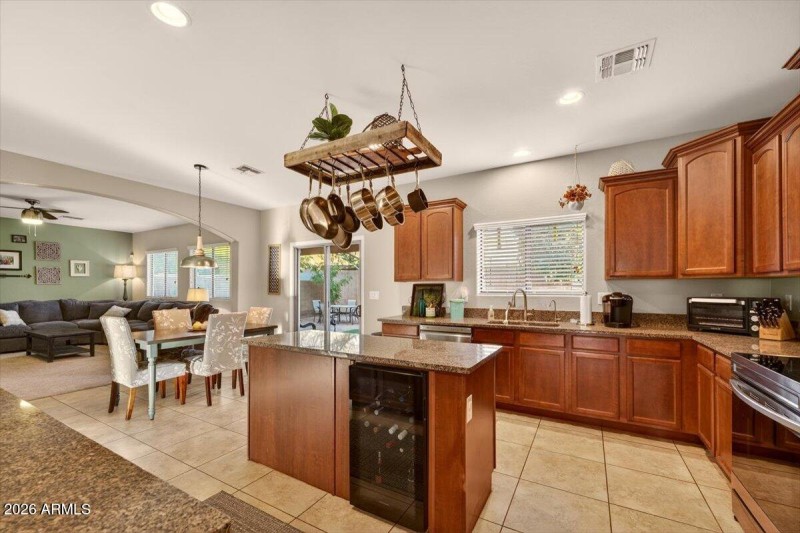 Kitchen with Wine Fridge Island