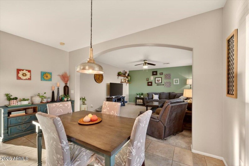 Bright Dining Area with Archway