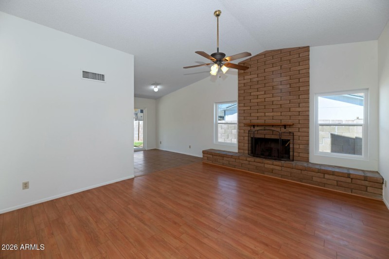 Wood-Burning Fireplace in Family Room