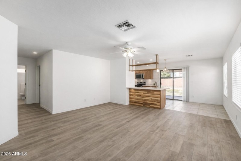 Modern open-concept living and kitchen