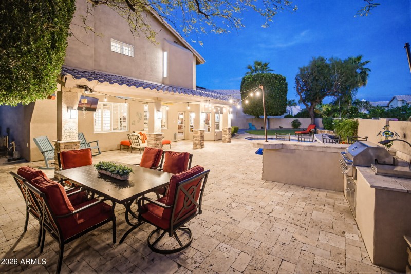 Backyard kitchen twilight