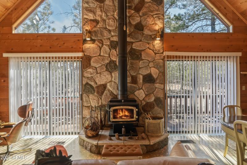 Double deck doors and woodstove