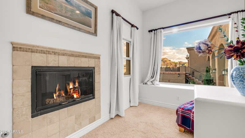 Fireplace and sitting area