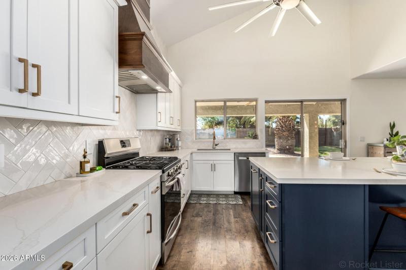 Designer backsplash and so much storage!