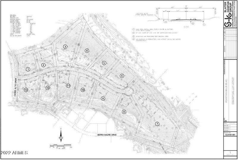 Conceptual layout of 13 lots