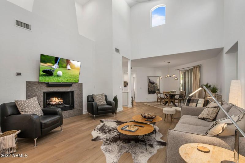 Living Room with High Ceilings