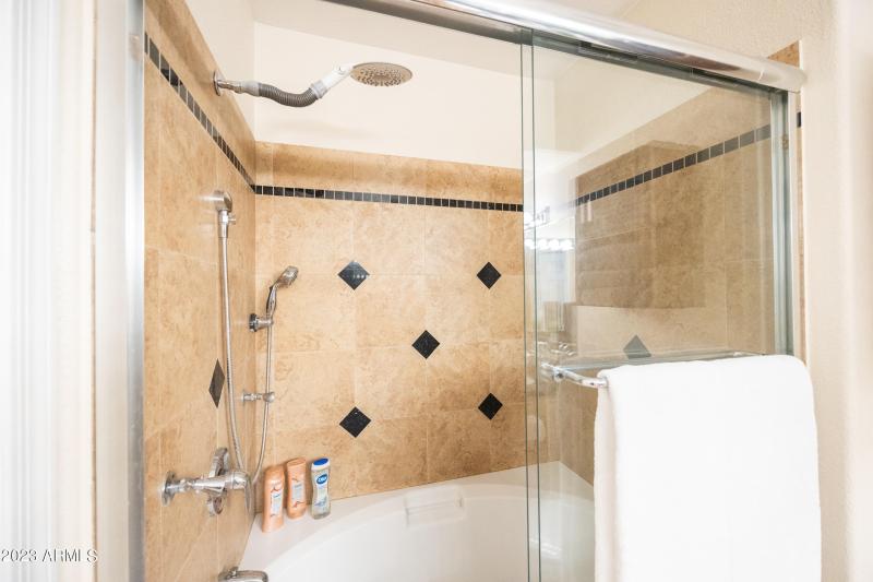 large shower and tub