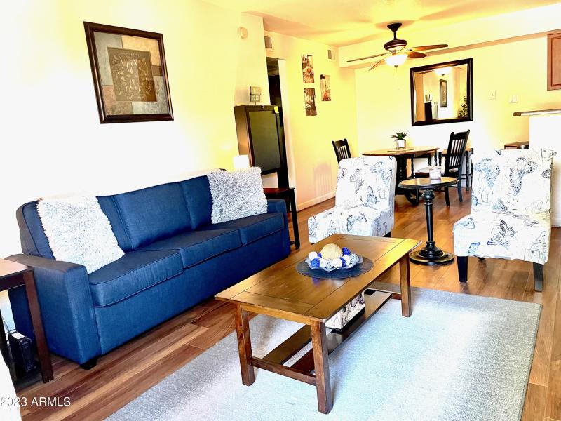 Living room to kitchen and dining