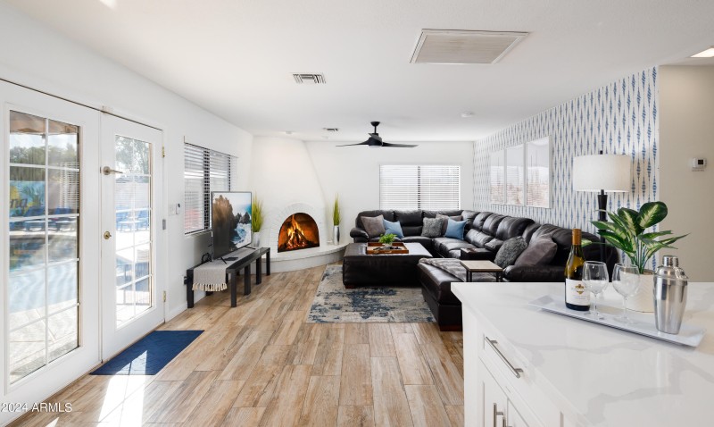 Large Family Room Opens to Backyard