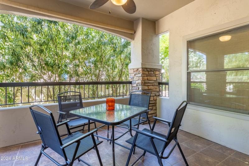 shaded pool side patio for entertaining