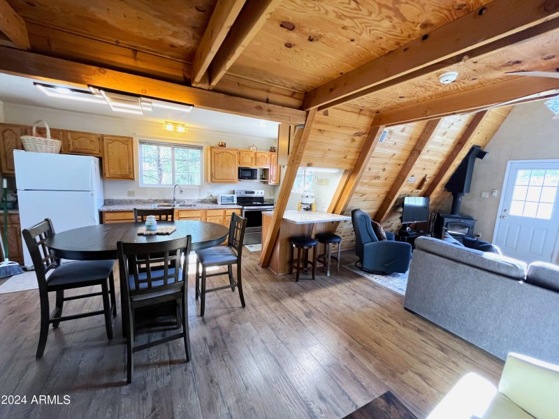 Living area and kitchen