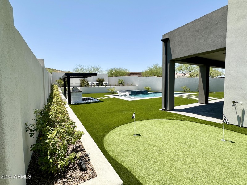 View from putting green toward pool