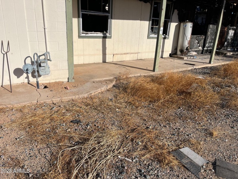 Old burnt home still has GAS METER