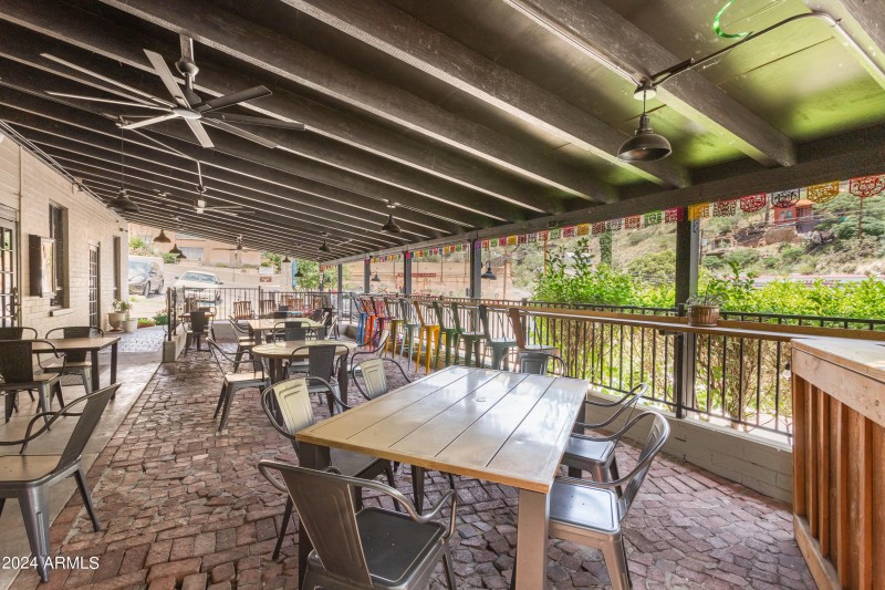Outdoor seating facing Tombstone Cyn
