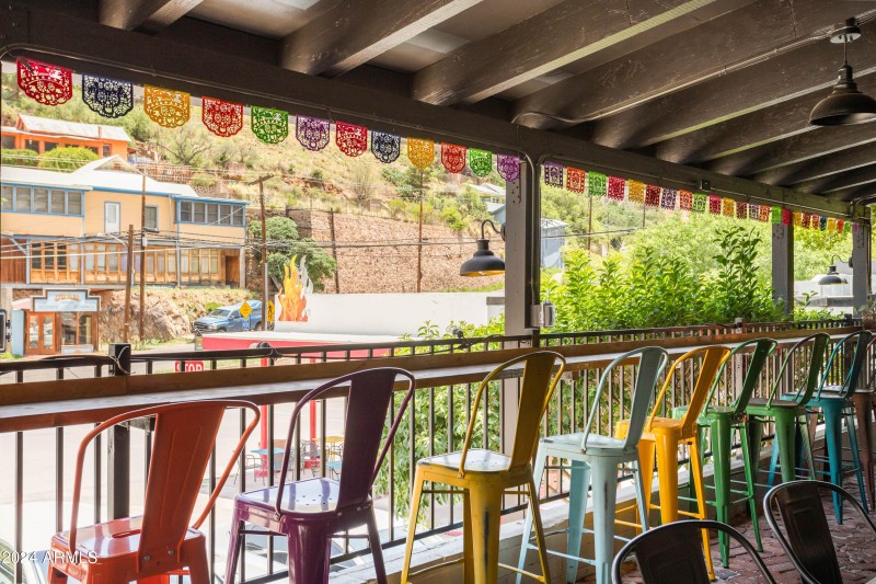 Outdoor seating facing Tombstone Cyn