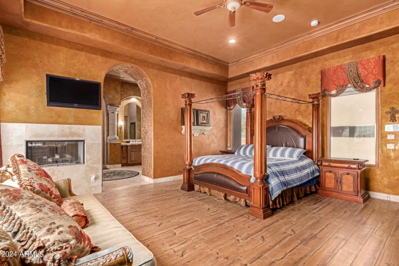 Regal Bedroom with Fireplace