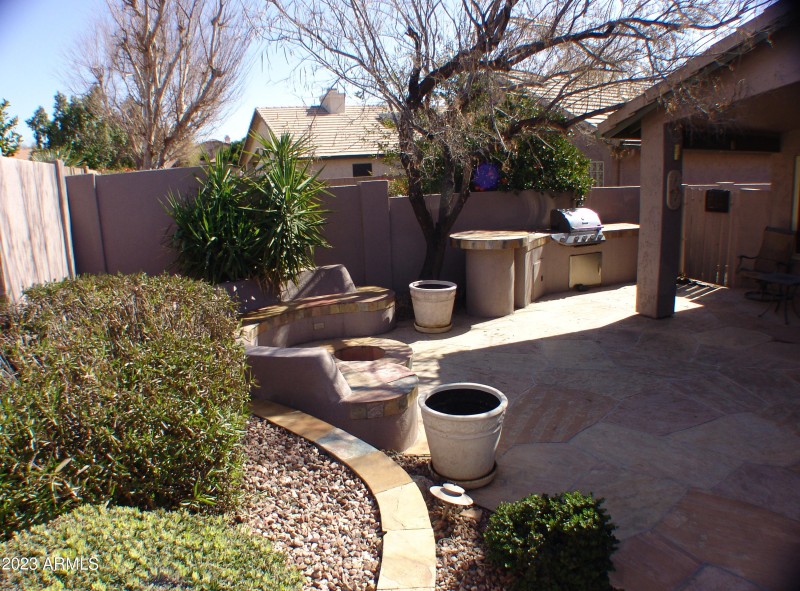 REAR YARD AND PATIO W BBQ ISLAND AND ENT