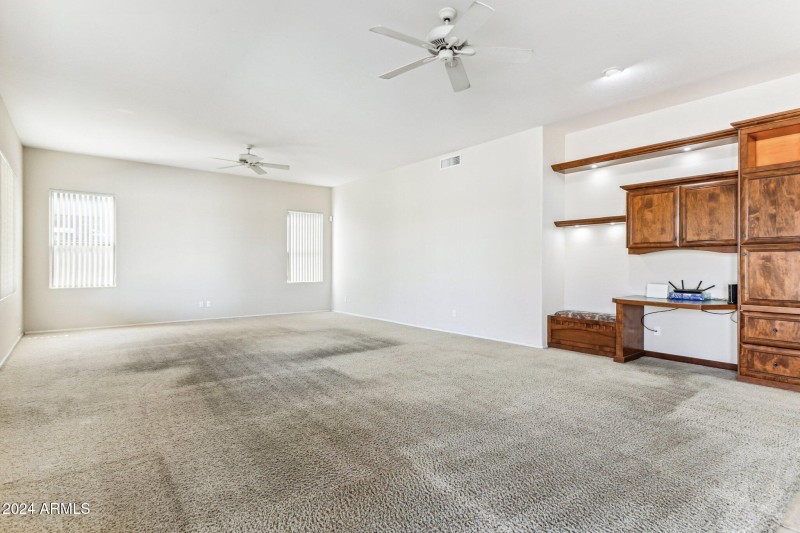Living Room w/Built-in Desk Space