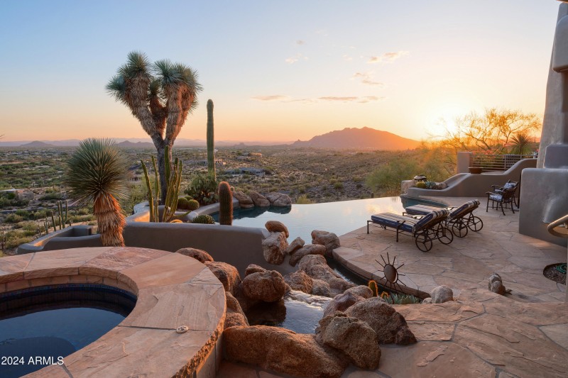 Pool sunset view