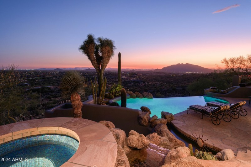 Dusk pool and spa