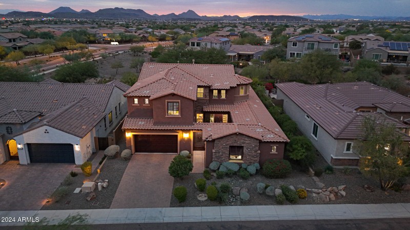 Aerial Home View at Twilight
