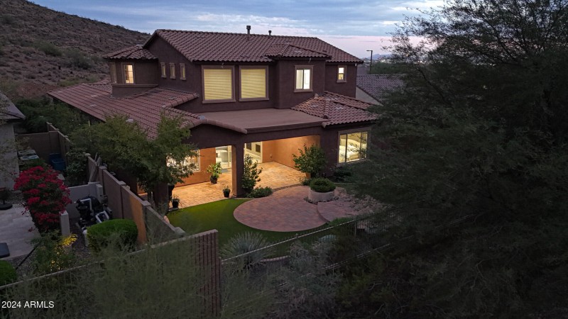 Aerial Backyard View at Twilight