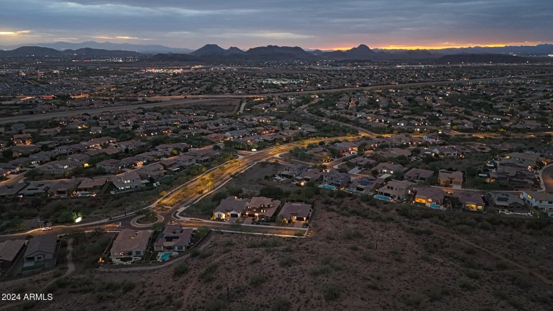 Aerial Neighborhood View at Twilight