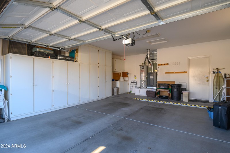 Garage with cabinets