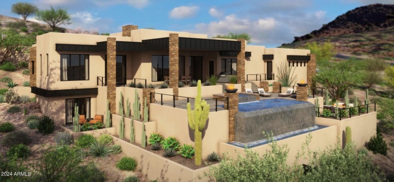 Rendering of Back of home and pool area