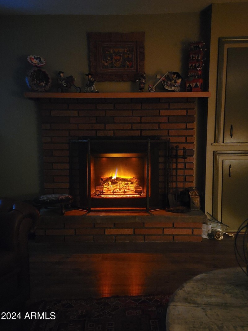 fireplace lit
