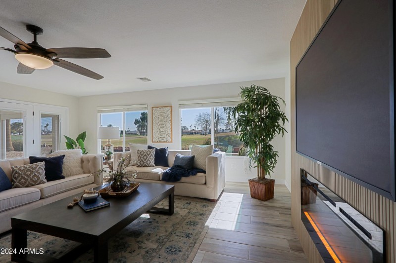 Great room with fireplace