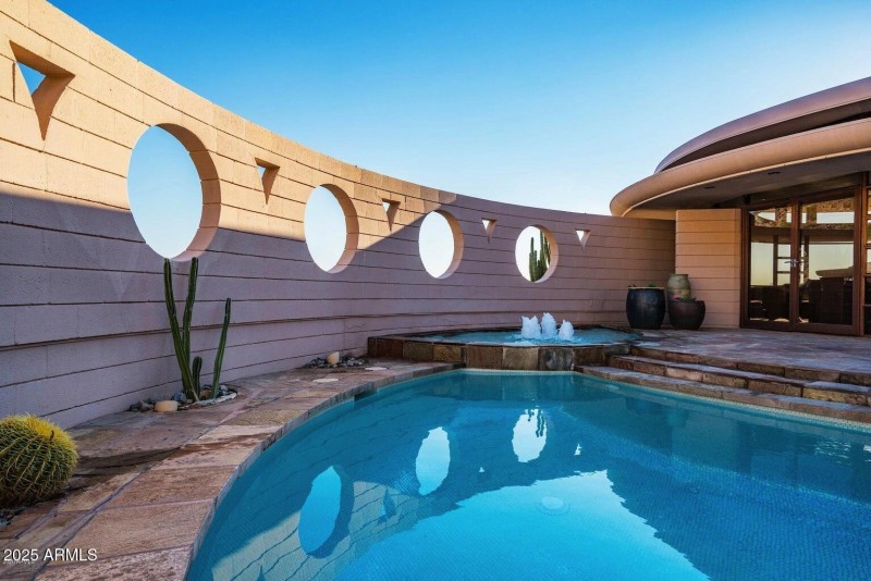 Fountain by pool