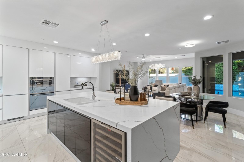 Sleek island with waterfall design