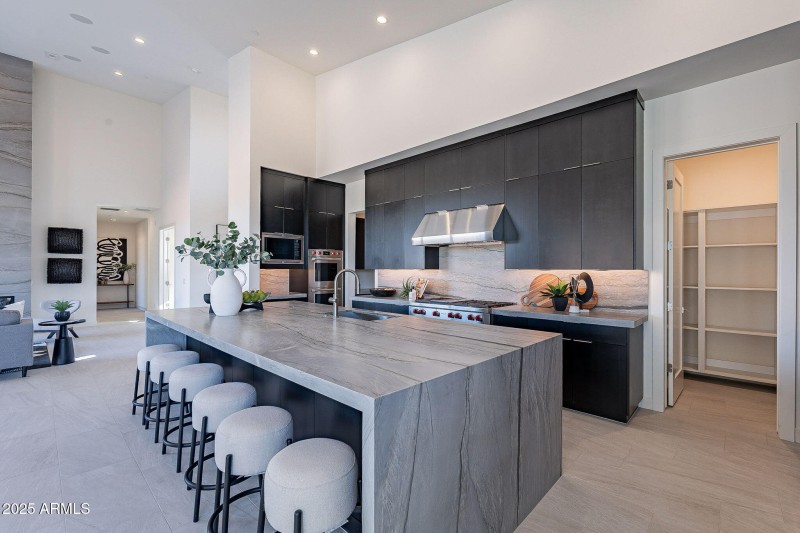 Stunning waterfall kitchen island