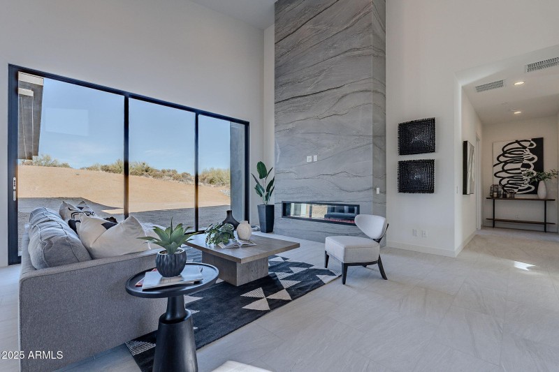 Dramatic Quartzite Fireplace