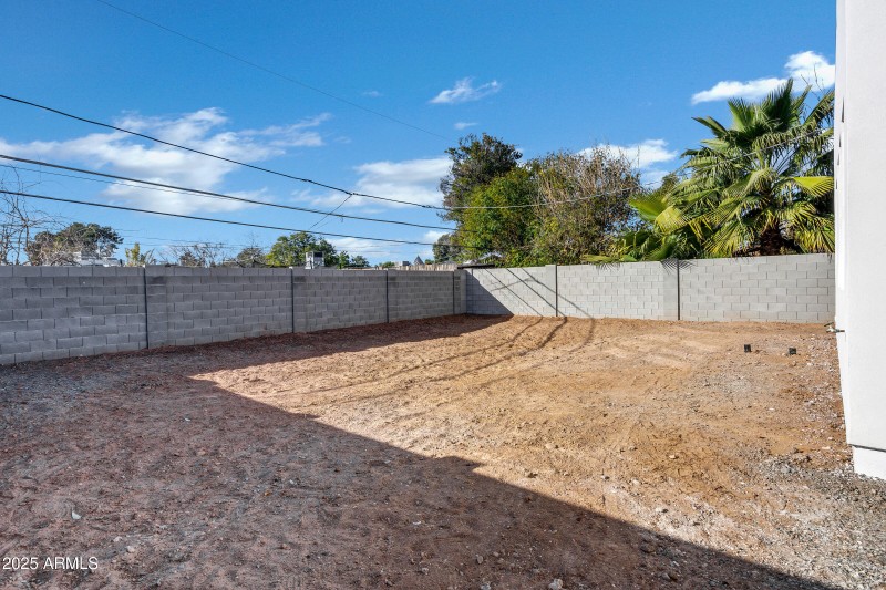 Backyard with Block Wall Fence